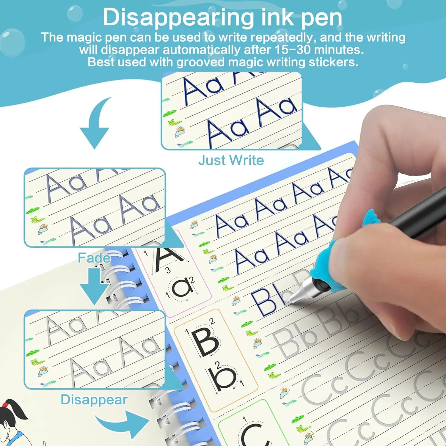 ScribbleWire Magic Refill Pens — Disappearing Ink for Grooved Practice Books